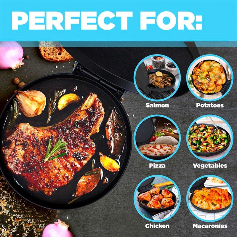 COURANT Countertop Pizza Maker 12 inch Pizzas Machine, Newly improved Cool-touch Handle Non-Stick plates Pizza oven & Calzone Maker, Electric Oven for Home or School, 12” Indoor Grill/Griddle, Black - Image 3